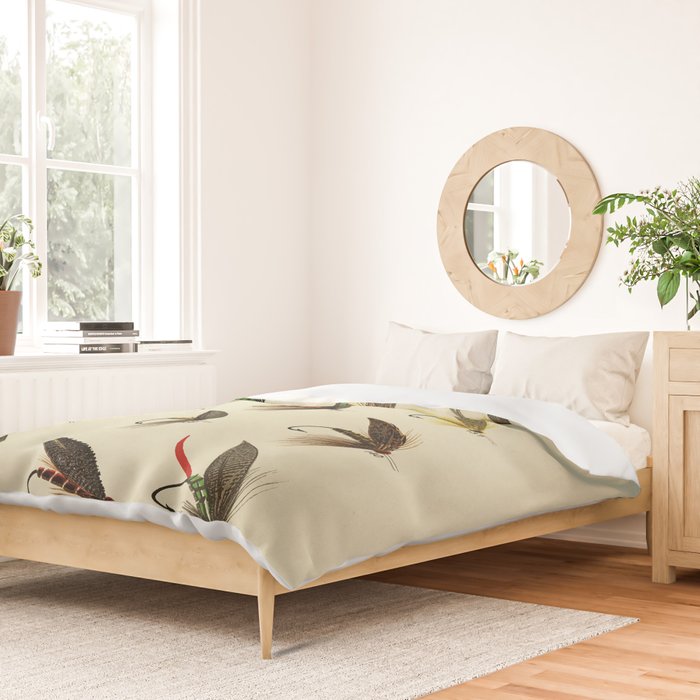 Vintage Fly Fishing Print - Trout Flies Duvet Cover Gallery Image 2
