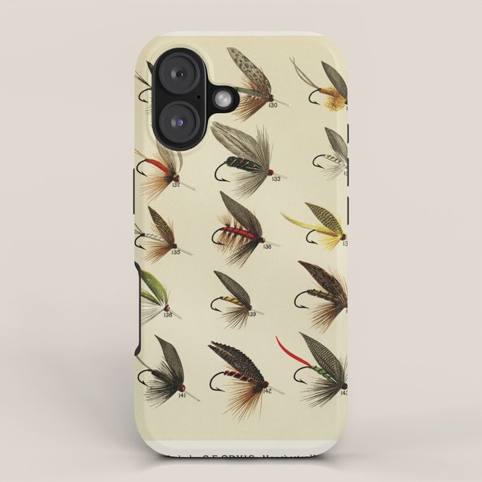 Vintage Fly Fishing Print - Trout Flies iPhone Case Gallery Image 1