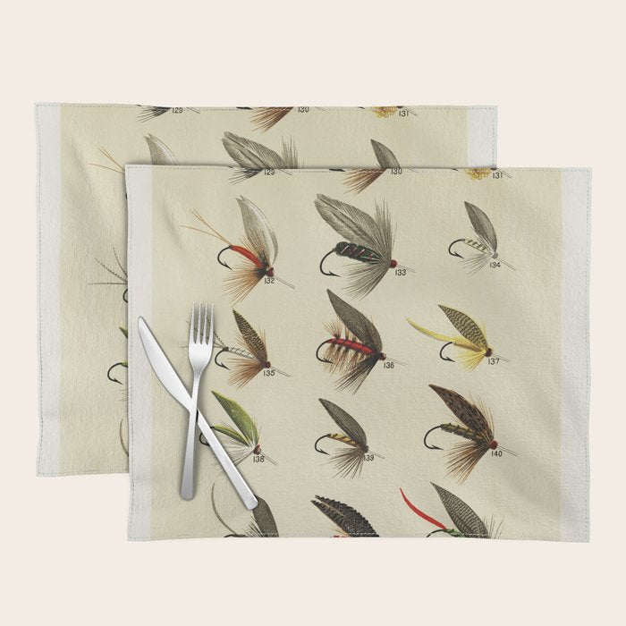 Vintage Fly Fishing Print - Trout Flies Placemat Gallery Image 1