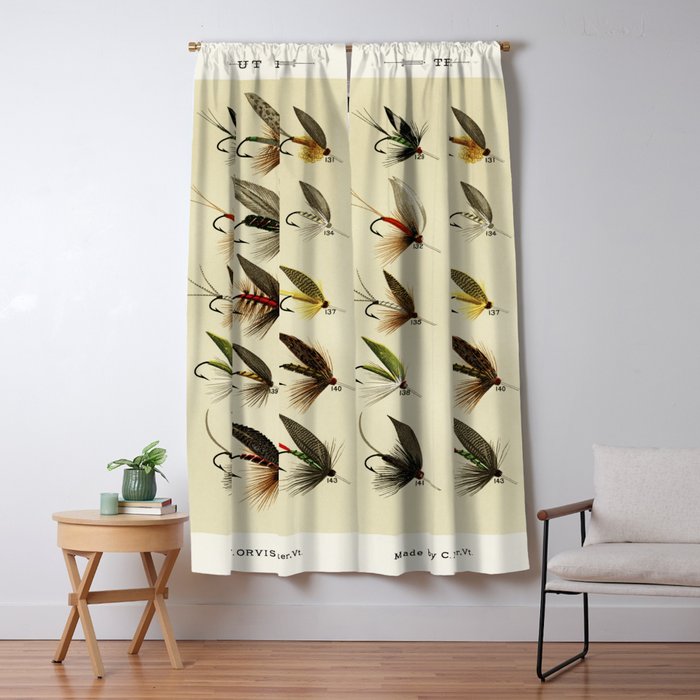 Vintage Fly Fishing Print - Trout Flies Window Curtain Gallery Image 5