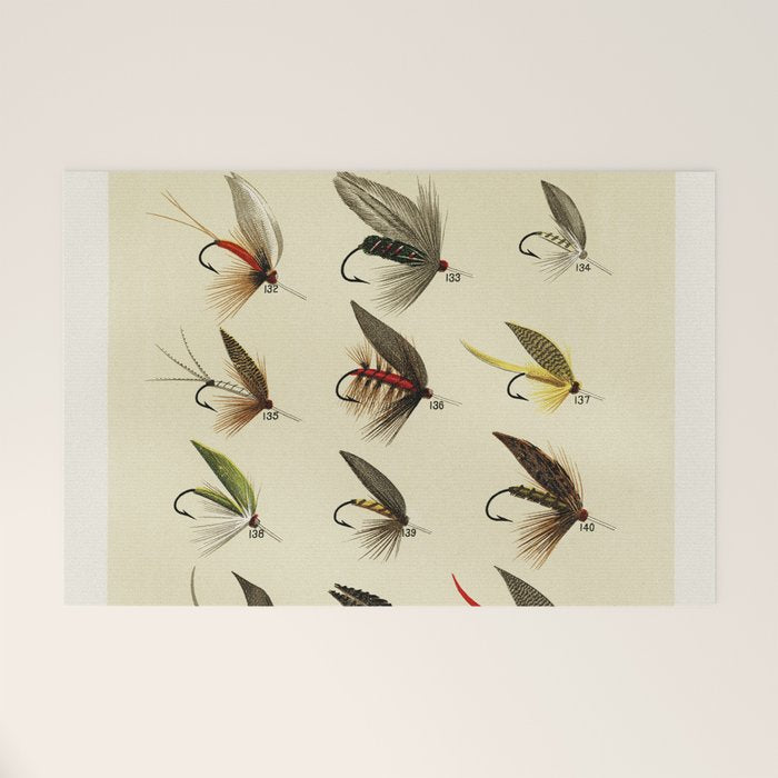 Vintage Fly Fishing Print - Trout Flies Welcome Mat Gallery Image 1