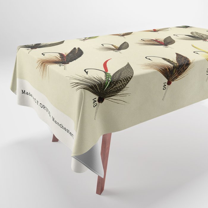 Vintage Fly Fishing Print - Trout Flies Tablecloth Gallery Image 1