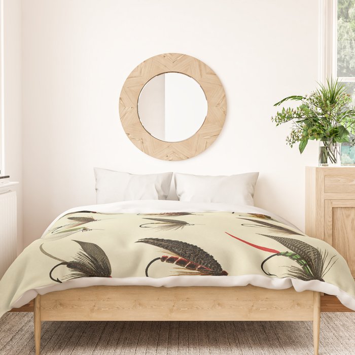 Vintage Fly Fishing Print - Trout Flies Duvet Cover Gallery Image 3