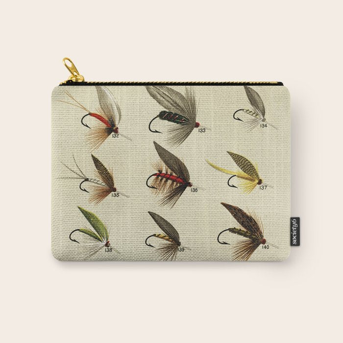 Vintage Fly Fishing Print - Trout Flies Carry All Pouch Gallery Image 1