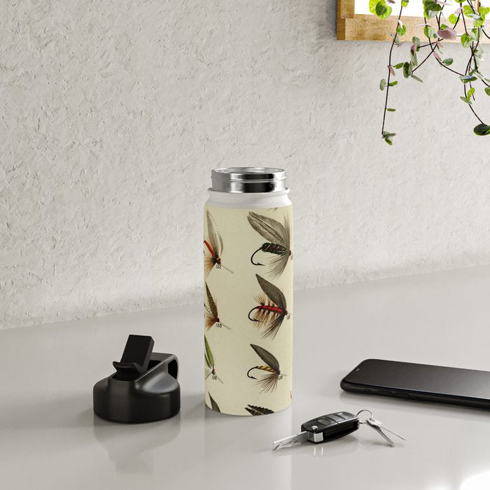 Vintage Fly Fishing Print - Trout Flies Water Bottle Gallery Image 4