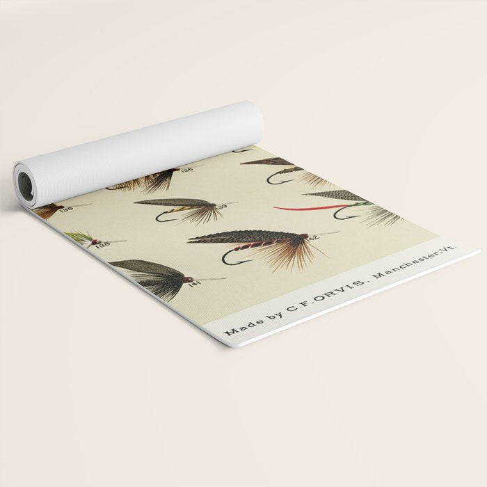 Vintage Fly Fishing Print - Trout Flies Yoga Mat Gallery Image 2