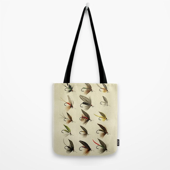 Vintage Fly Fishing Print - Trout Flies Tote Bag Gallery Image 2