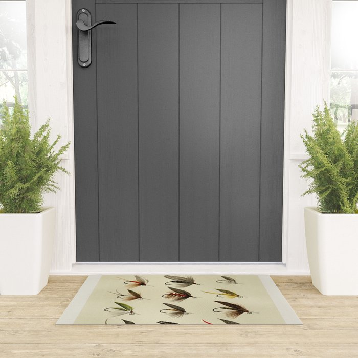 Vintage Fly Fishing Print - Trout Flies Welcome Mat Gallery Image 3