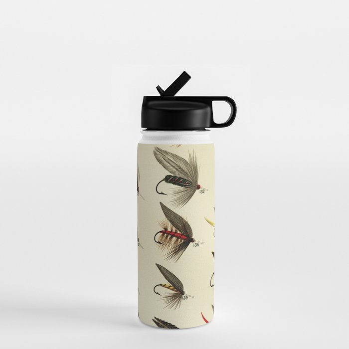 Vintage Fly Fishing Print - Trout Flies Water Bottle Gallery Image 1