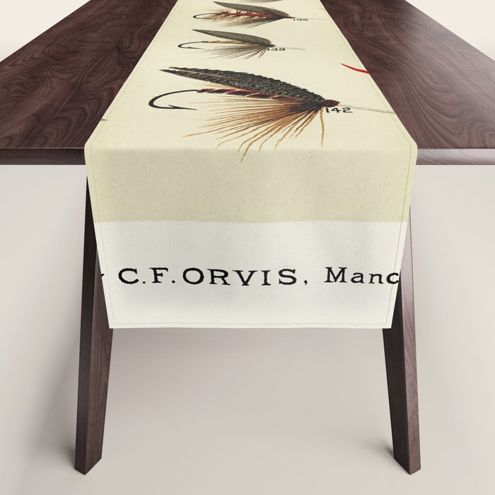 Vintage Fly Fishing Print - Trout Flies Table Runner Gallery Image 1