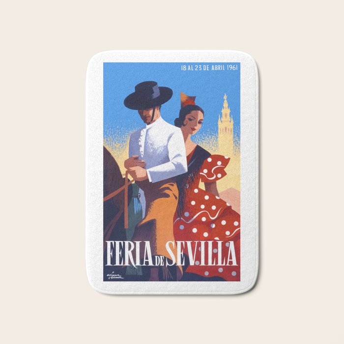 1961 SPAIN Feria De Sevilla Poster Bath Mat Gallery Image 1