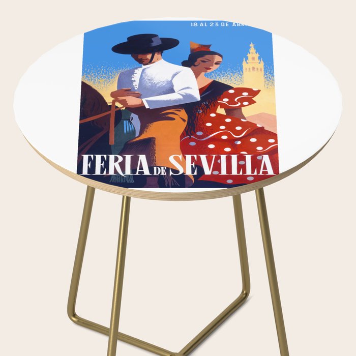 1961 SPAIN Feria De Sevilla Poster Side Table Gallery Image 2