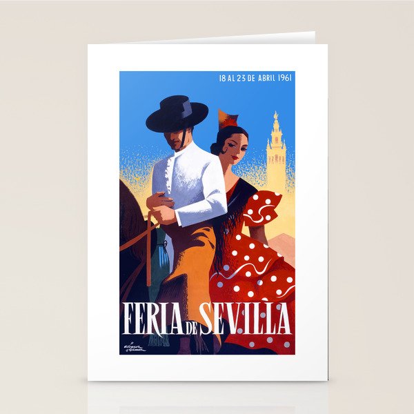 1961 SPAIN Feria De Sevilla Poster Stationery Card Gallery Image 2