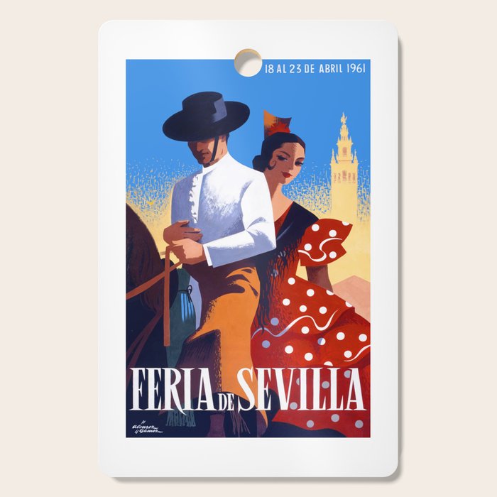 1961 SPAIN Feria De Sevilla Poster Cutting Board Gallery Image 1