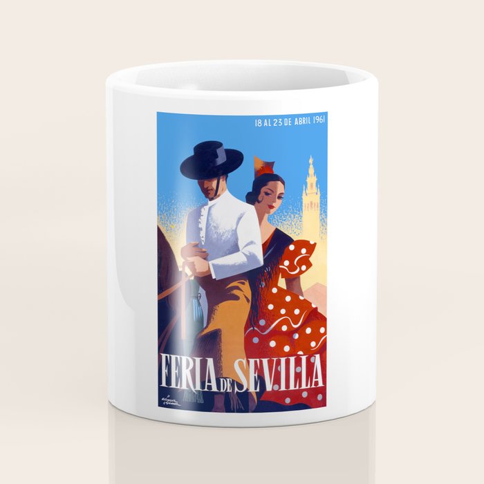 1961 SPAIN Feria De Sevilla Poster Coffee Mug Gallery Image 4