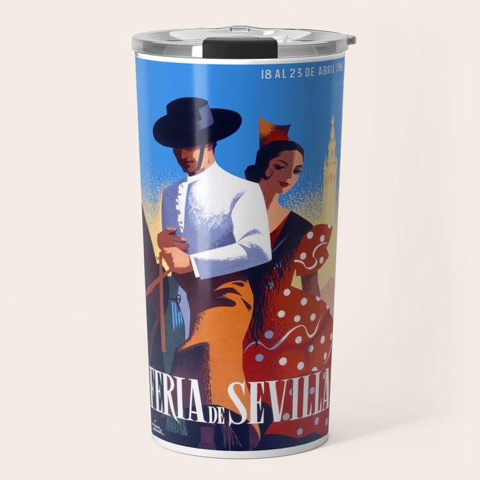 1961 SPAIN Feria De Sevilla Poster Travel Mug Gallery Image 1