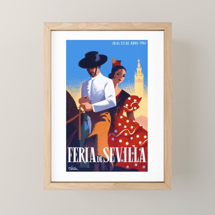 1961 SPAIN Feria De Sevilla Poster Mini Art Print Gallery Image 1