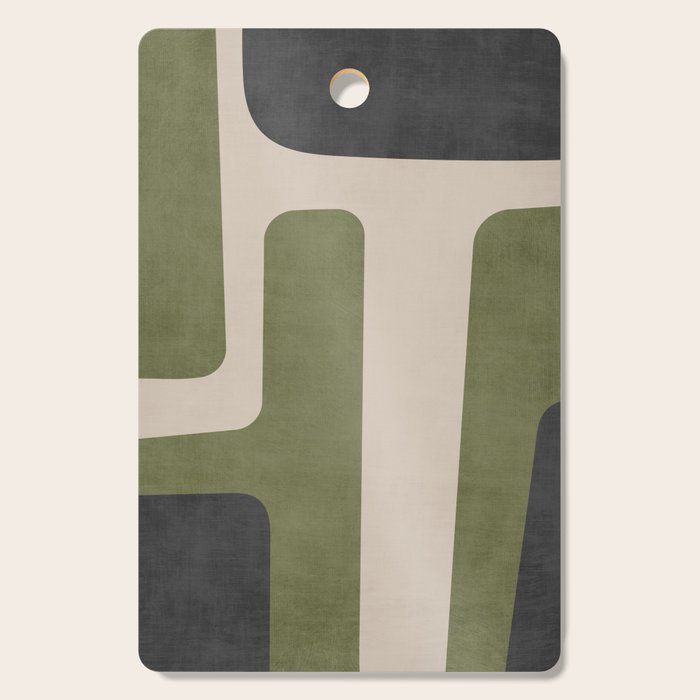 Olive Green Black Abstract Modern Artwork Cutting Board Gallery Image 1
