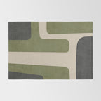 Olive Green Black Abstract Modern Artwork Rug Gallery Image 2