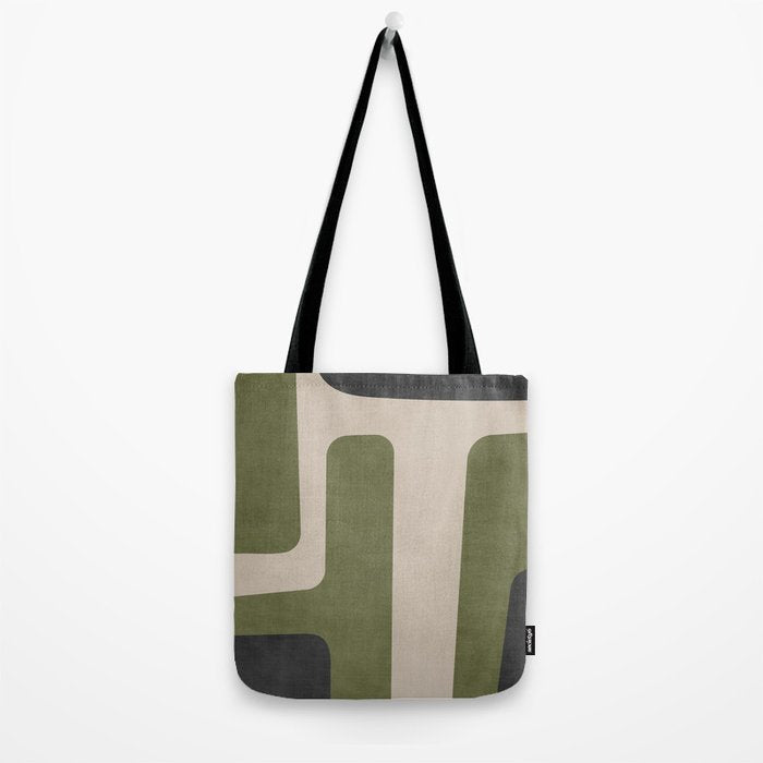 Olive Green Black Abstract Modern Artwork Tote Bag Gallery Image 2