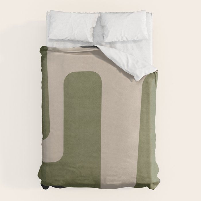 Olive Green Black Abstract Modern Artwork Duvet Cover Gallery Image 1