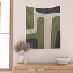 Olive Green Black Abstract Modern Artwork Wall Tapestry Gallery Image 2