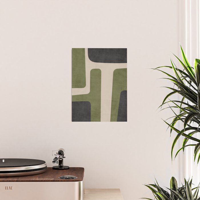 Olive Green Black Abstract Modern Artwork Poster Gallery Image 2