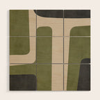 Olive Green Black Abstract Modern Artwork Wood Wall Art Gallery Image 1