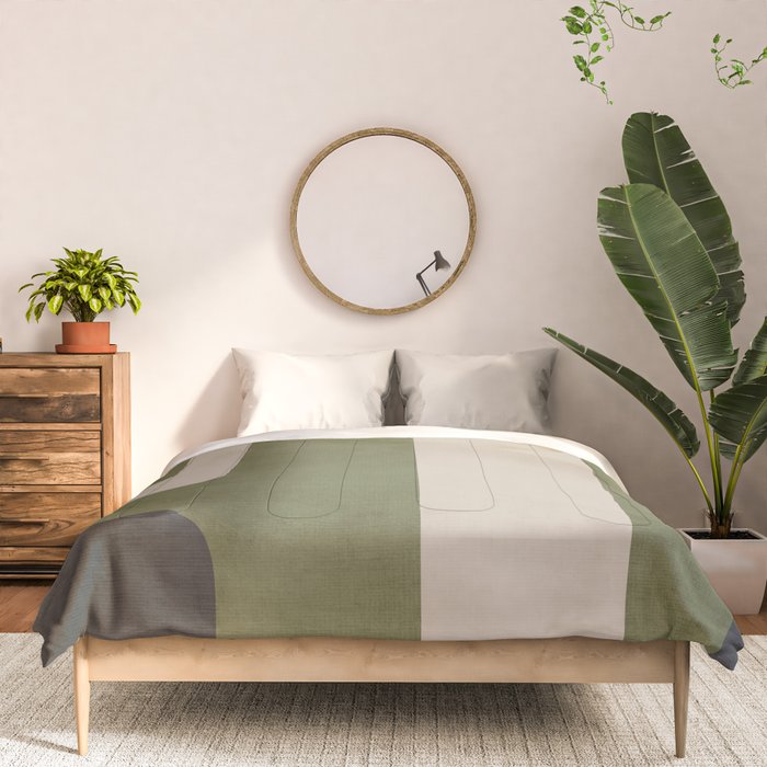 Olive Green Black Abstract Modern Artwork Comforter Gallery Image 3