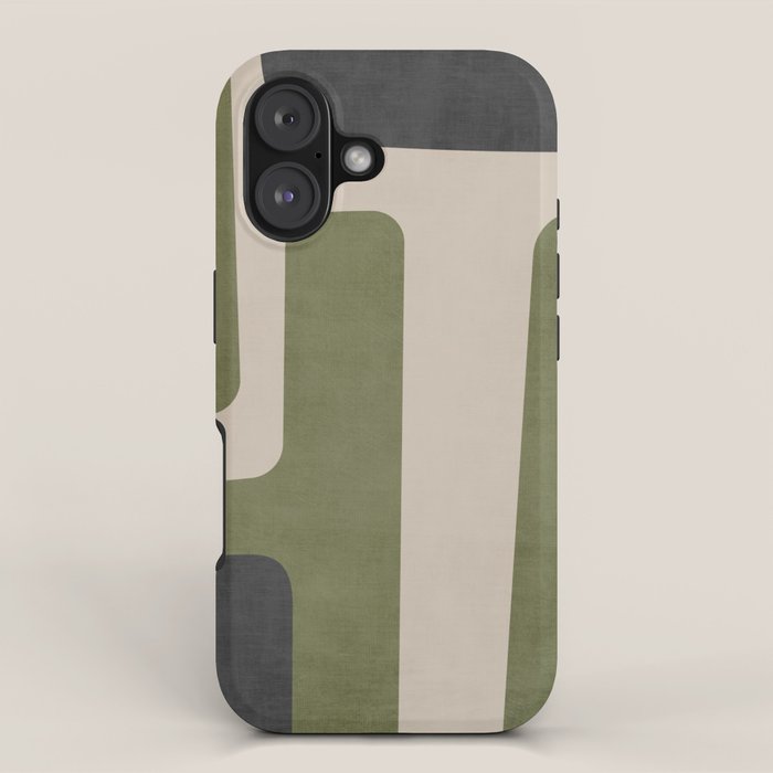 Olive Green Black Abstract Modern Artwork iPhone Case Gallery Image 1