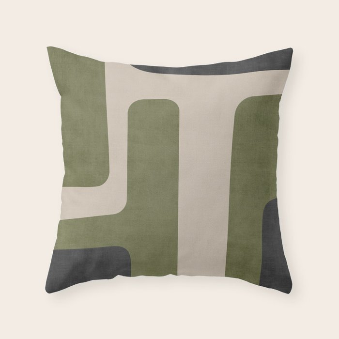 Olive Green Black Abstract Modern Artwork Throw Pillow Gallery Image 6