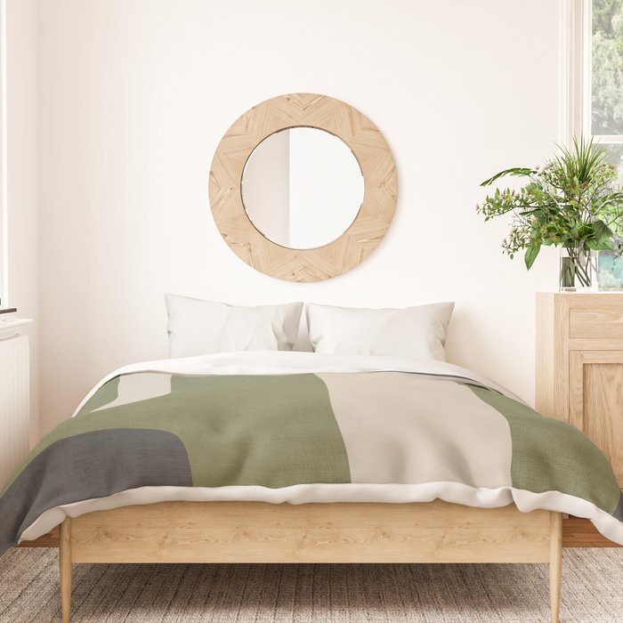 Olive Green Black Abstract Modern Artwork Duvet Cover Gallery Image 3