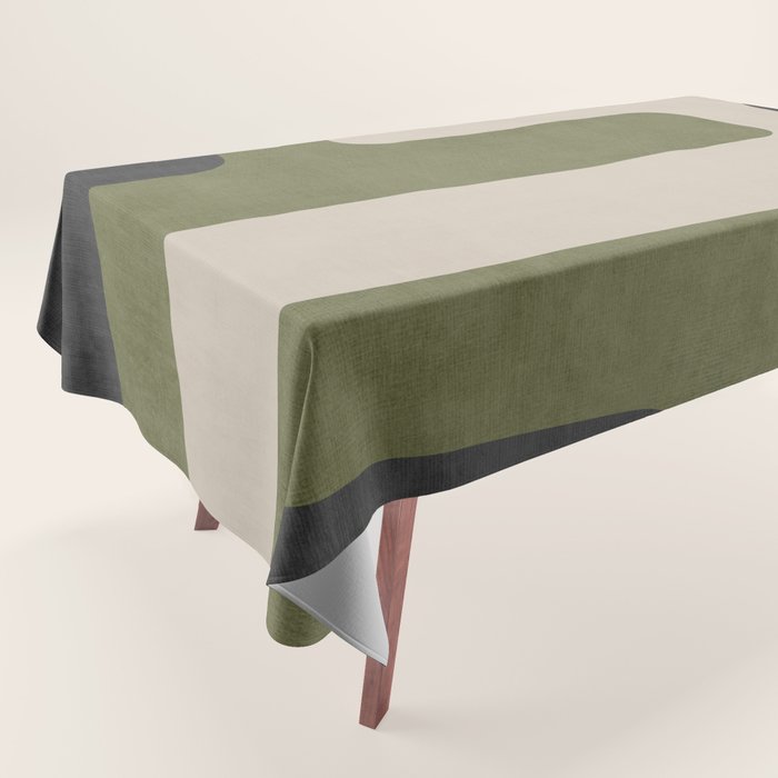Olive Green Black Abstract Modern Artwork Tablecloth Gallery Image 1