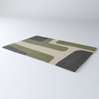 Olive Green Black Abstract Modern Artwork Rug Gallery Image 3