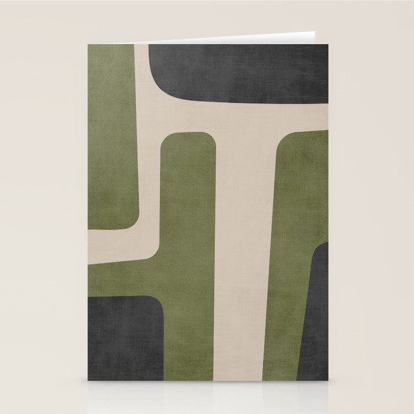 Olive Green Black Abstract Modern Artwork Stationery Card Gallery Image 2