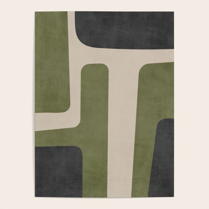 Olive Green Black Abstract Modern Artwork Poster Gallery Image 4