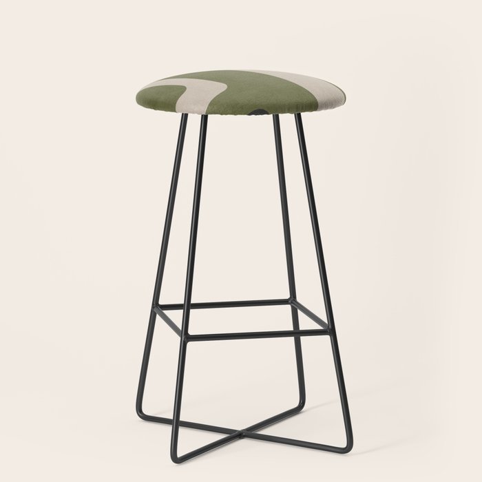 Olive Green Black Abstract Modern Artwork Stool Gallery Image 1