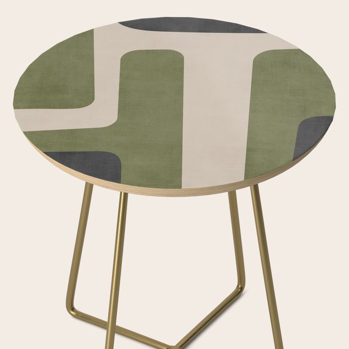 Olive Green Black Abstract Modern Artwork Side Table Gallery Image 2