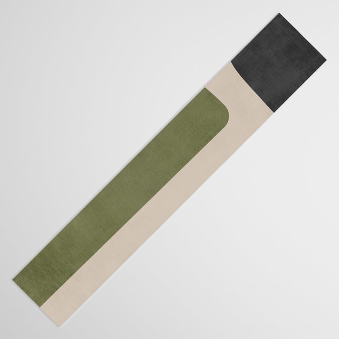 Olive Green Black Abstract Modern Artwork Table Runner Gallery Image 3
