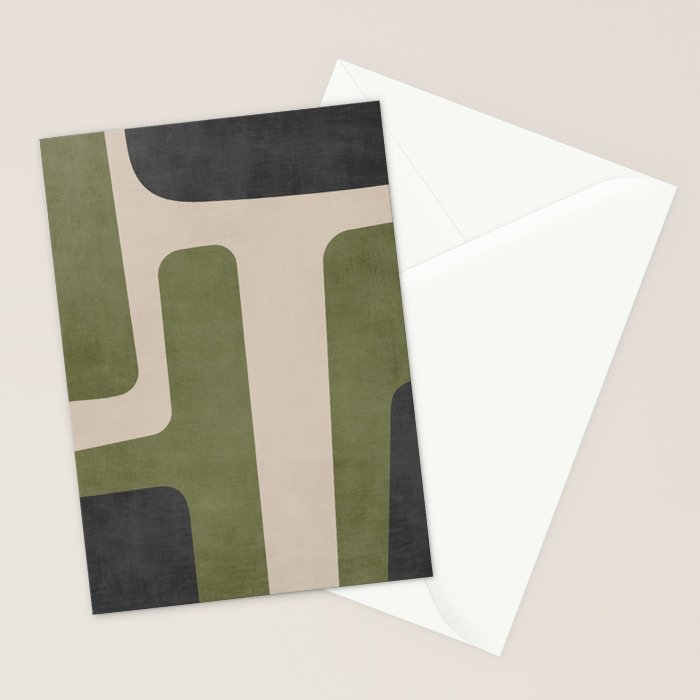 Olive Green Black Abstract Modern Artwork Stationery Card Gallery Image 2