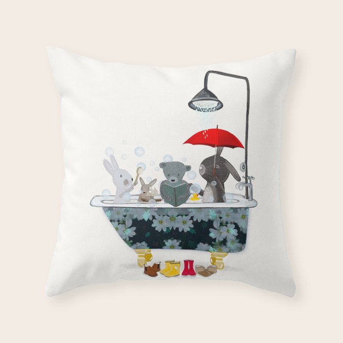 little bath time Throw Pillow Gallery Image 6