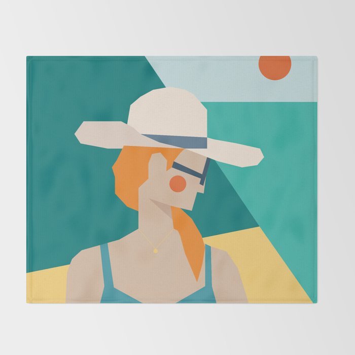 Lady at the beach in Italy Throw Blanket Gallery Image 2