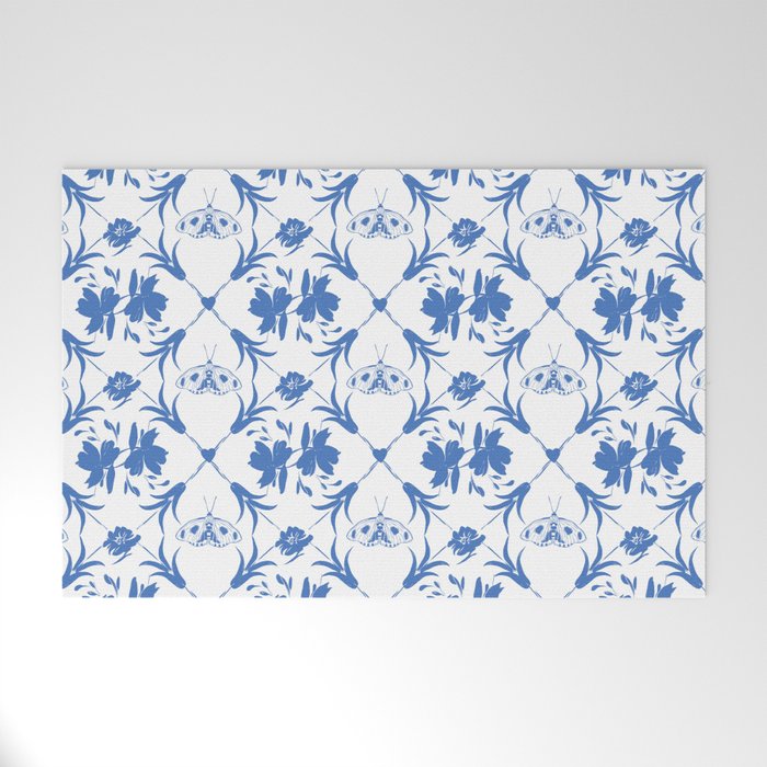 Floral Pleasure blue B Welcome Mat Gallery Image 1