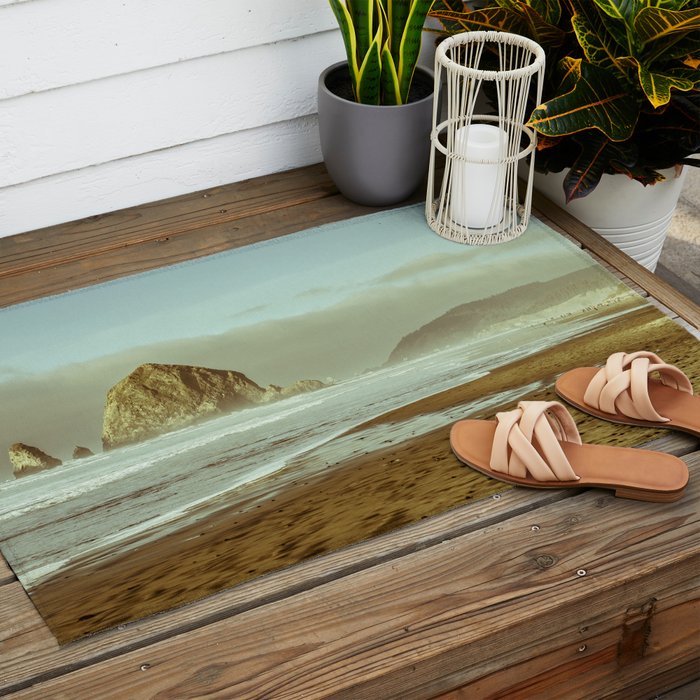 Cannon Beach Oregon, Haystack Rock Outdoor Rug Gallery Image 2