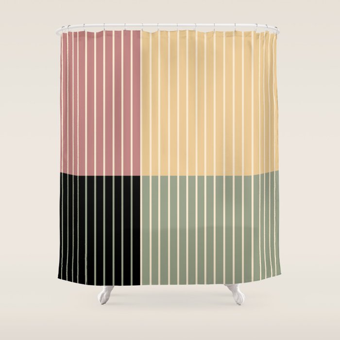 Color Block Line Abstract XII Shower Curtain Gallery Image 1