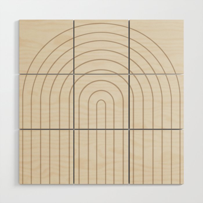 Minimal Arch XI Natural Neutral Modern Geometric Lines Wood Wall Art Gallery Image 1