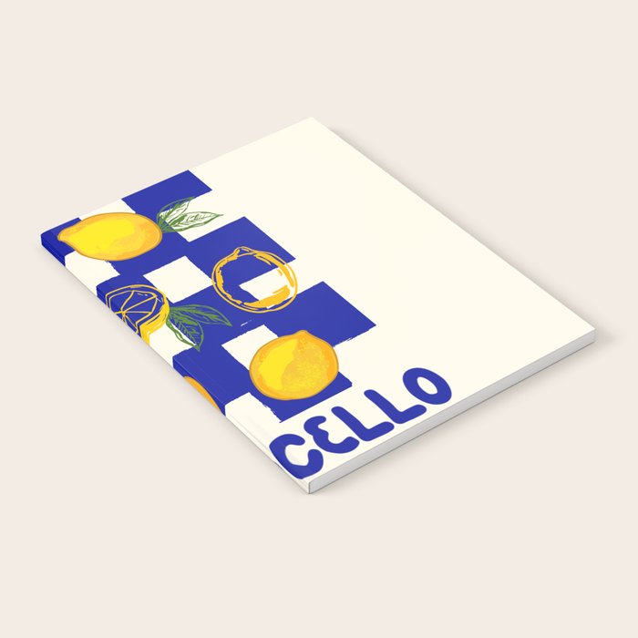 Limoncello Retro Blue Checkered Lemon Notebook Gallery Image 2