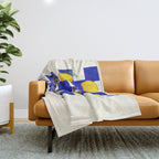 Limoncello Retro Blue Checkered Lemon Throw Blanket Gallery Image 1
