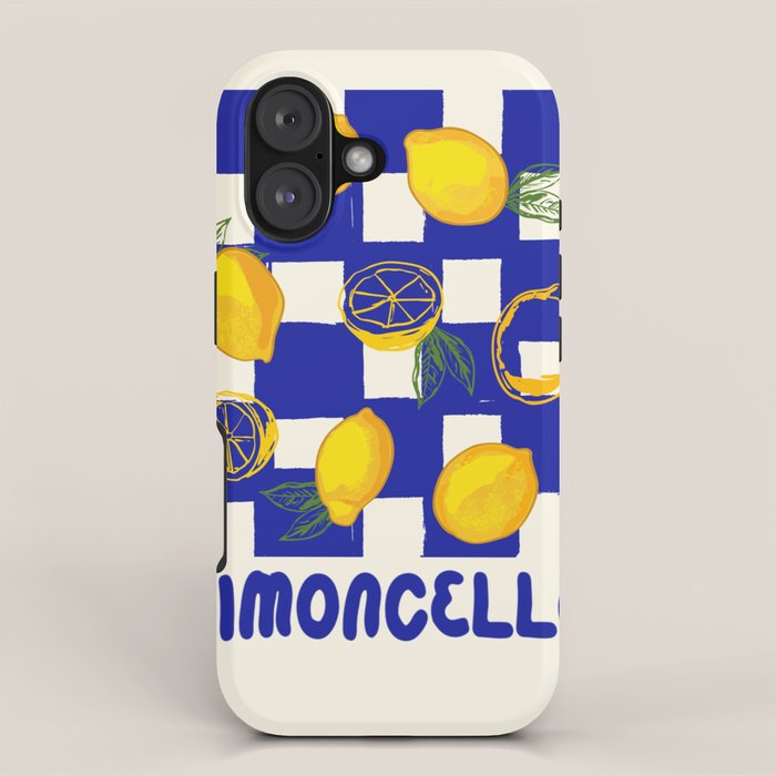 Limoncello Retro Blue Checkered Lemon iPhone Case Gallery Image 1