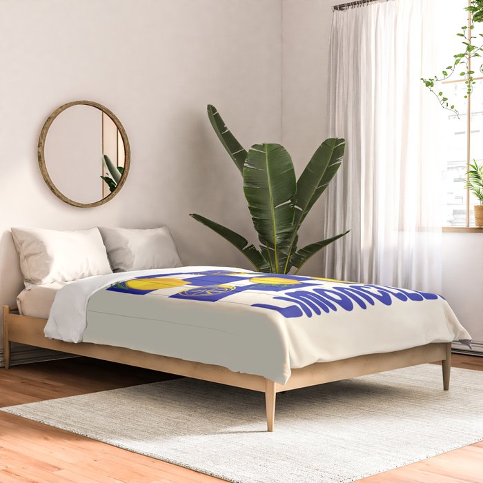 Limoncello Retro Blue Checkered Lemon Comforter Gallery Image 2
